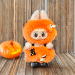 Labubu Halloween Outfit | Limited Orange Plush Bunny Costume with Pumpkin & Ghost Details - Image 2
