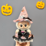 Labubu Halloween Outfit | Pink Witch Costume with Pumpkin Hat and Bow Dress - Image 2