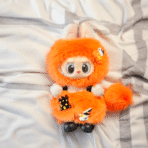 Labubu Halloween Outfit | Limited Orange Plush Bunny Costume with Pumpkin & Ghost Details - Image 8