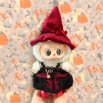 Labubu Halloween Outfit | Witch Style Costume with Red Hat & Black Dress - Image 4