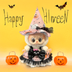 Labubu Halloween Outfit | Pink Witch Costume with Pumpkin Hat and Bow Dress - Image 7